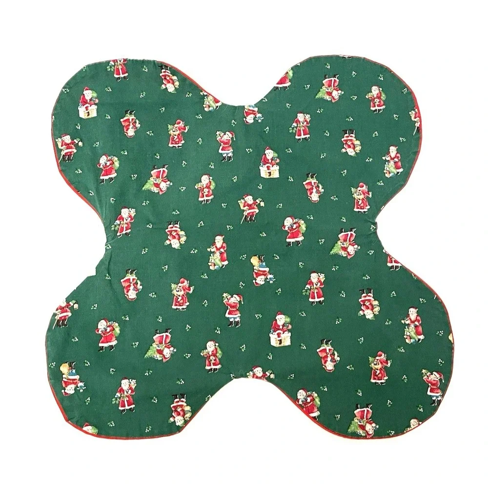 Vintage Christmas Bread Basket Liner Santa Claus Tablecloth Runner Seasonal